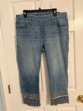 Chico’s Women’s Light Blue Embellished Crop Jeans